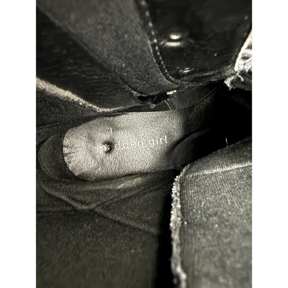 Madden Girl Size 7M Hawke Faux Leather Lace Up Combat Boots Black Block Walking - Picture 8 of 10